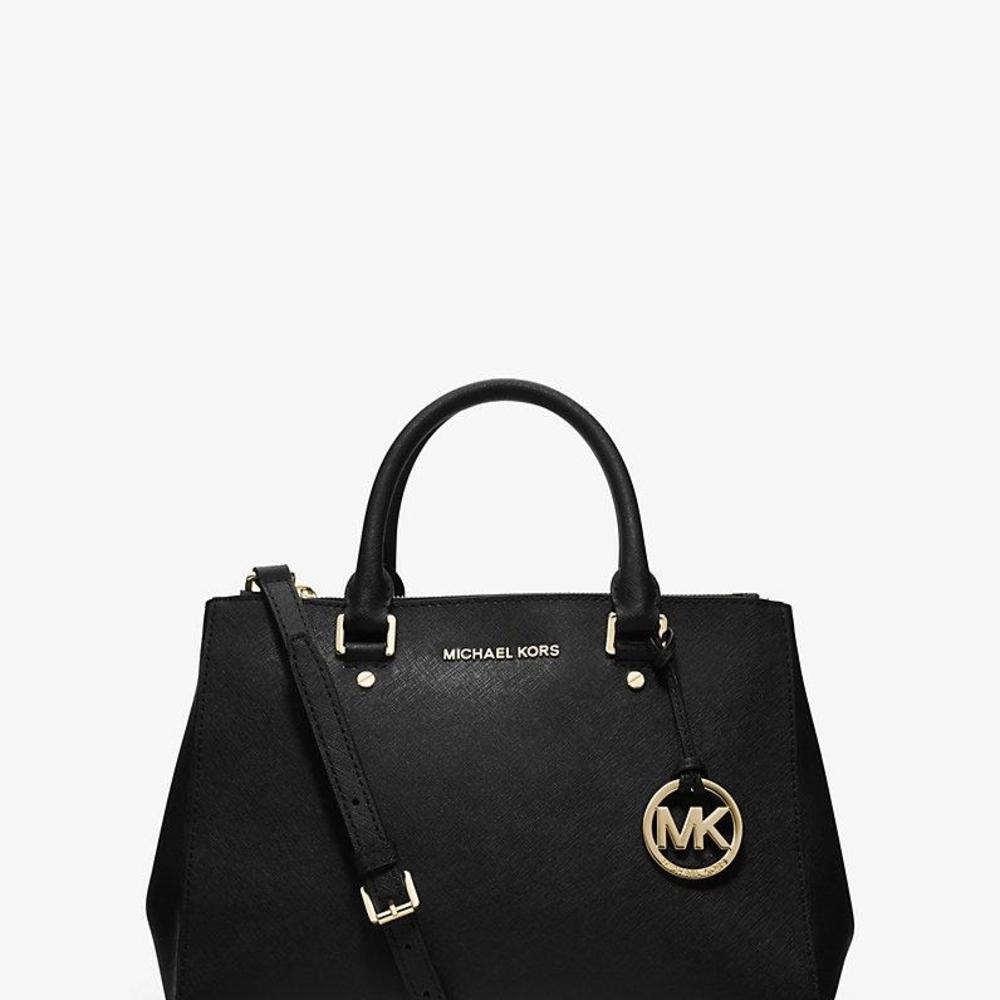 Michael Kors Black Saffiano Satchel with Gold Accent